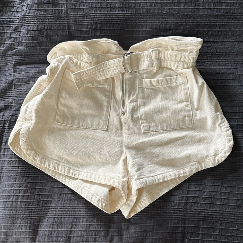 MANGO paperbag waist denim shorts